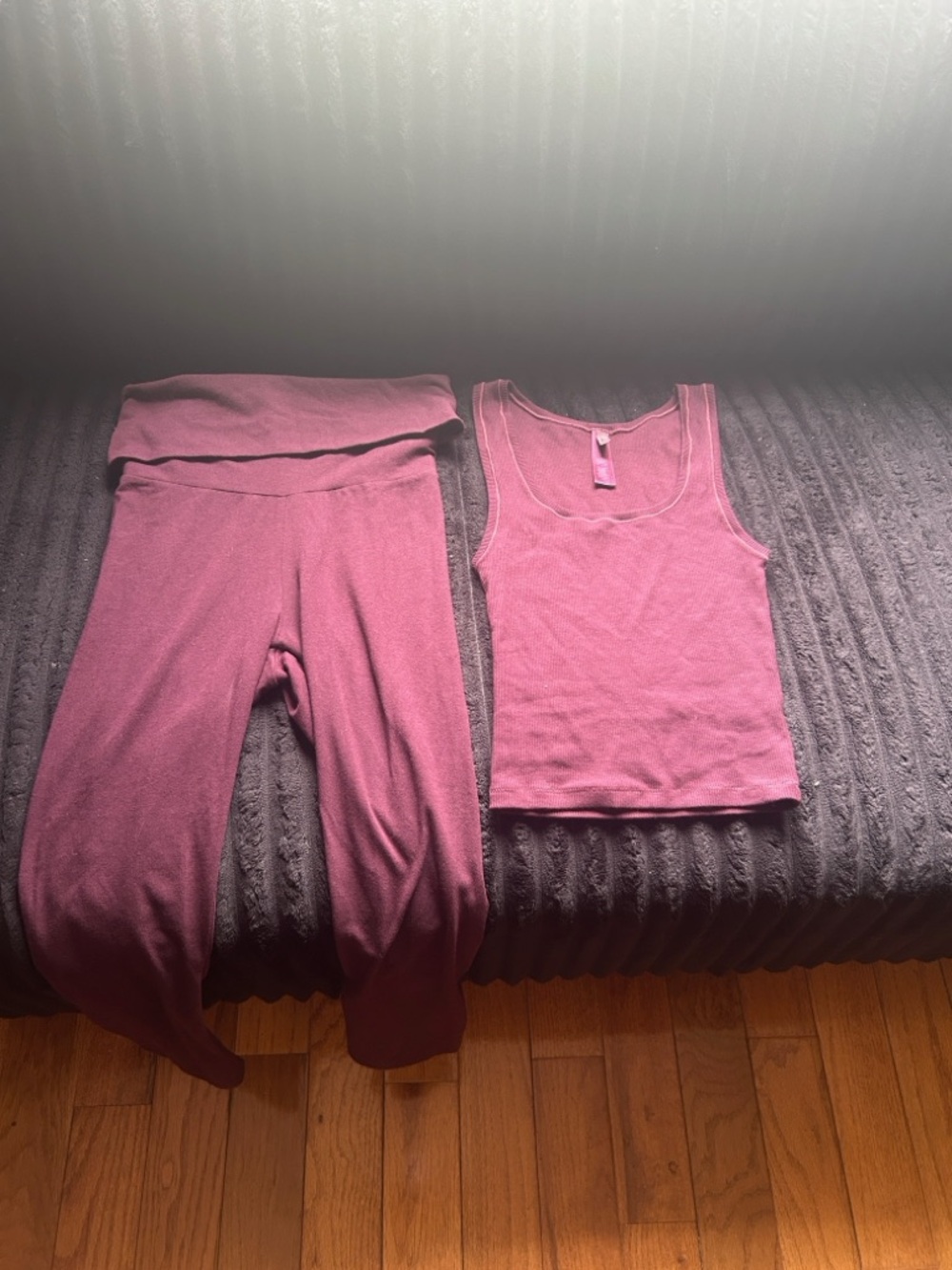 Skims Tank & Foldover Capri Pants • NWT • Never Worn • Currant (Purple) • XS/S